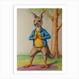 Kangaroo Yoga 3 Art Print