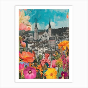 Zurich   Floral Retro Collage Style 3 Art Print