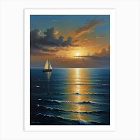 Sailboat At Sunset 2 Art Print