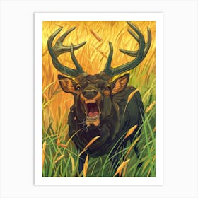 Deer In The Grass 1 Art Print