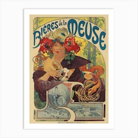 Bieres De La Meuse Poster, Alphonse Mucha Art Print
