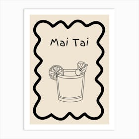 Mai Tai Doodle Poster B&W Art Print