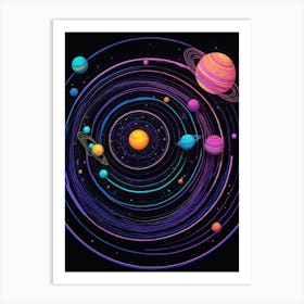 Default Neon Black Light Sgraffito Solar System 3d Illustratio 0 (5) Art Print