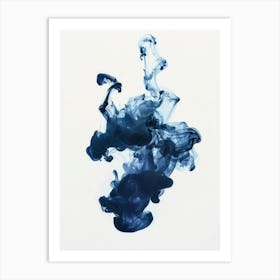 Blue Ink On White Background 1 Art Print