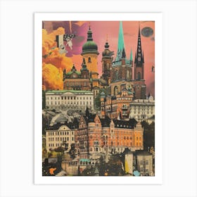 Stockholm   Retro Collage Style 2 Art Print