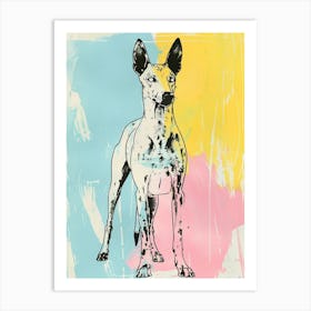 Pastel Watercolour Ibizan Hound Dog Line Illustration 3 Art Print