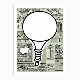 Cartoon Style White Balloon With Abstract Black Patterns Pointing Down To Suggest Growth Hand Draw 2 1 Art Print