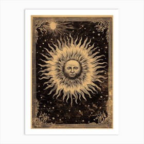 Sun With Face Sepia Art Print