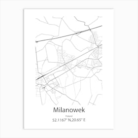 Milanowek,Poland Minimalist Map Art Print