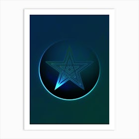 Geometric Neon Glyph on Jewel Tone Triangle Pattern 218 Art Print