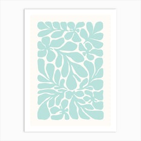 Abstract Botanical Aqua Art Print