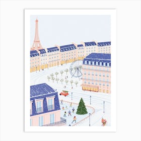 Christmas In Paris Illustration Art Print