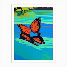Butterfly On Lake Pop Art David Hockney Inspired 2 Art Print
