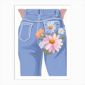 Floral Denim Fusion Art Print