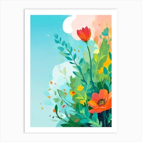 Flowers On A Blue Sky Art Print