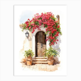 Mallorca, Spain   Mediterranean Doors Watercolour Painting 3 Art Print