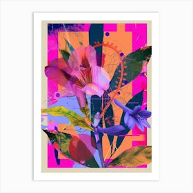 Lisianthus 2 Neon Flower Collage Art Print