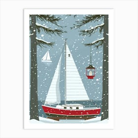 Sailboat In The Snow Art Print