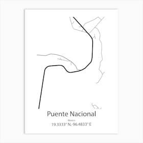 Puente Nacional,Mexico Minimalist Map Art Print