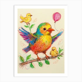 Colorful Birds 3 Art Print