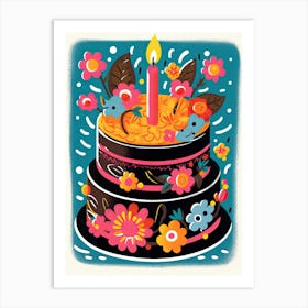 Birthday Cake Illustration 10 Art Print
