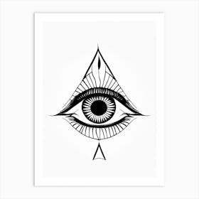 Balance, Symbol, Third Eye Simple Black & White Illustration 5 Art Print