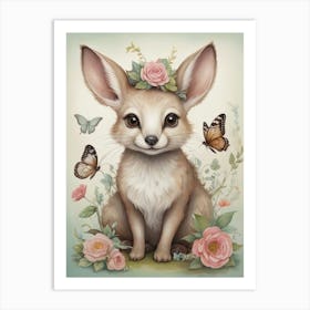 Fox With Flowers Art Print