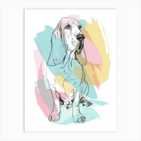 Basset Hound Dog Pastel Line Painting 4 Art Print