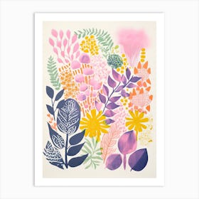 Colourful Botanical Risograph Style 41 Art Print