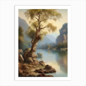 Forest Lake,Vintage Oil Painting,Farm Wall Decorations,Vintage Landscape,Vintage Landscape Oil Painting.20 Art Print