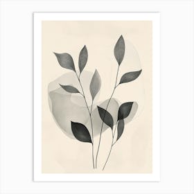 Leaves In Black And White Art Print