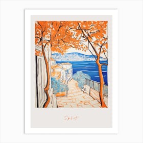 Split Croatia 2 Orange Drawing Poster Art Print