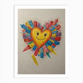 Heart Of Crayons Art Print