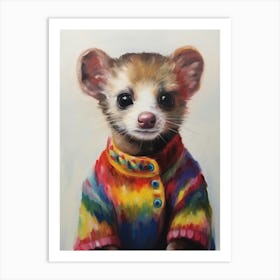 Baby Animal Wearing Sweater Ferret 2 Art Print