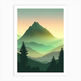 Misty Mountain Background Green Color Theme Sunset Simple Minimalistic Vector Art Light Color 6 2023102511503465 Cmhc Yaij Art Print