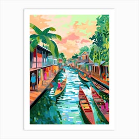 Bangkok Floating Market Travel Housewarming Painting Art Print