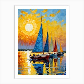 A Small Sailboats Oil Painting 4 Art Print