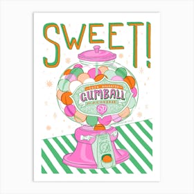 Sweet Gumball Machine Typography Art Print