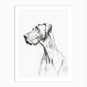 Great Dane Charcoal Line Art Print