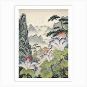 Kikyo Chinese Bellflower 1 Japanese Botanical Illustration Art Print