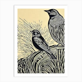 Lark 2 Linocut Bird Art Print