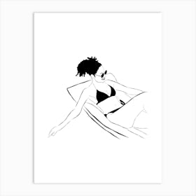 Woman Relaxing On A Beach Art Print