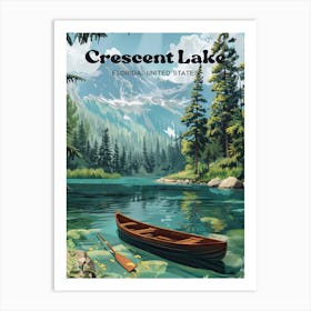 Crescent Lake Florida Digital Travel Illustration Art Print