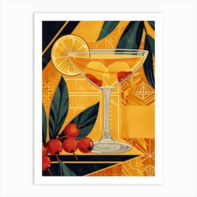 Fruity Art Deco Cocktail 3 Art Print