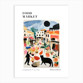 The Food Market In Mallorca 2 Illustration Poster Art Print