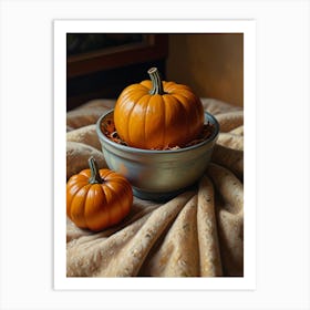 Pumpkins In A Bowl Art Print