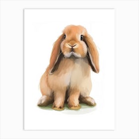 English Lop Rabbit Kids Illustration 4 Art Print