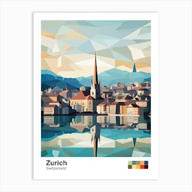 Zurich, Switzerland, Geometric Illustration 4 Poster Art Print