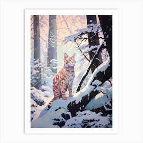 Winter Bobcat 1 Illustration Art Print