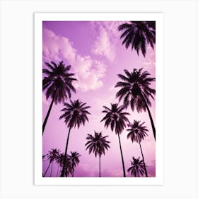 Purple Sky With Palm Trees Art Print